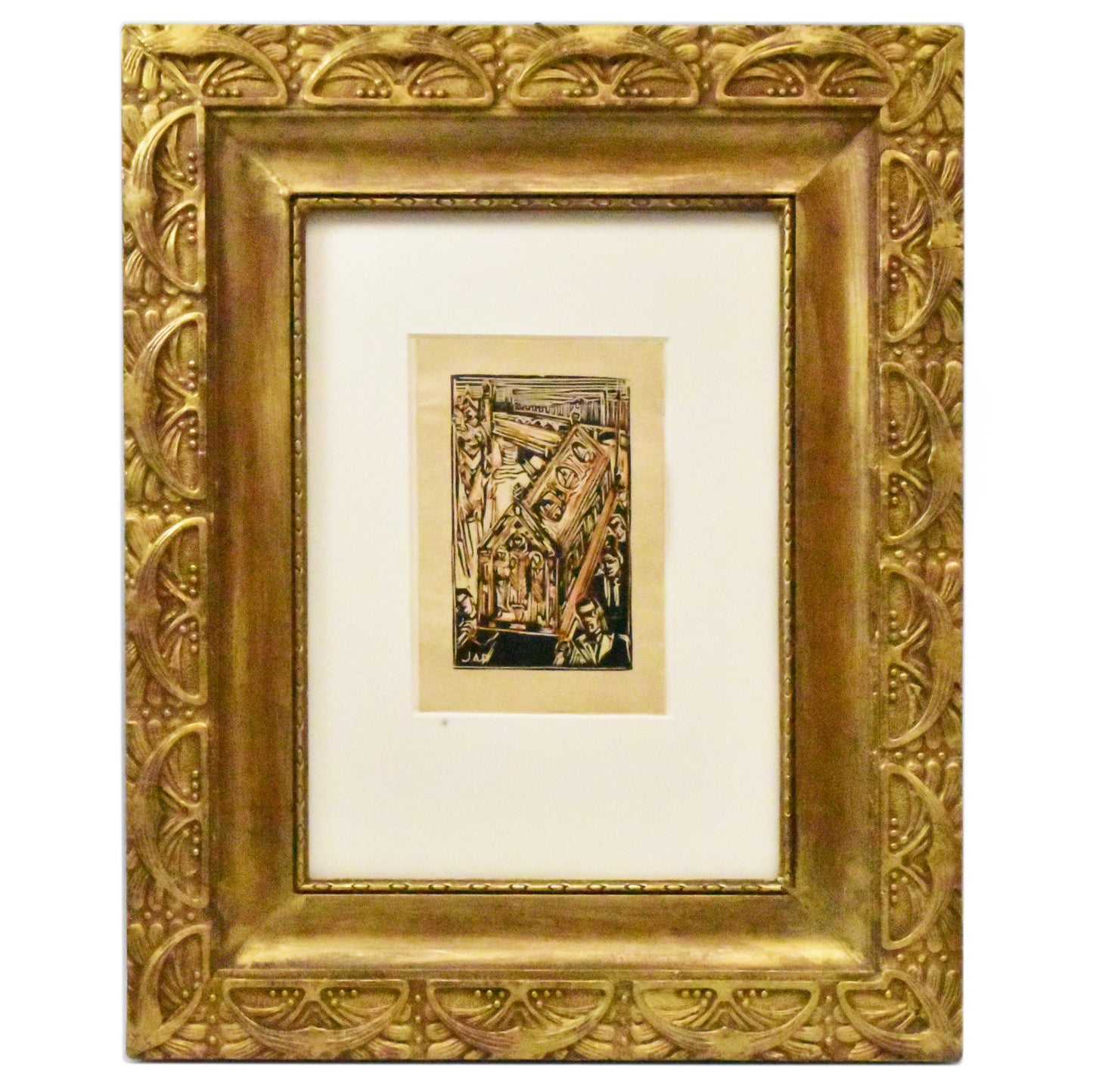 Art nouveau lijst met houtsnede