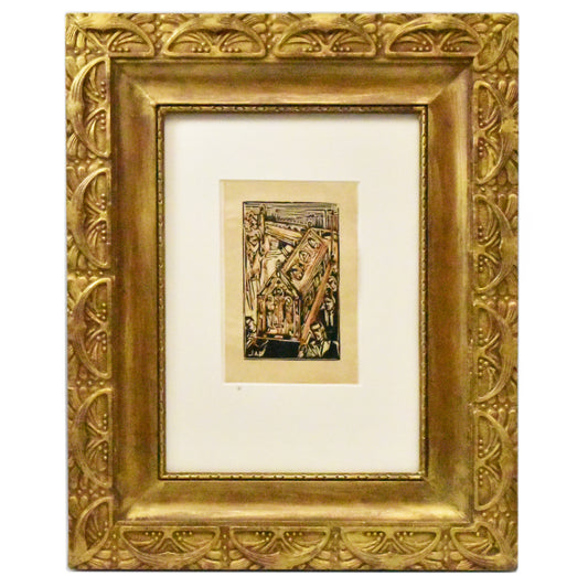 Art nouveau lijst met houtsnede