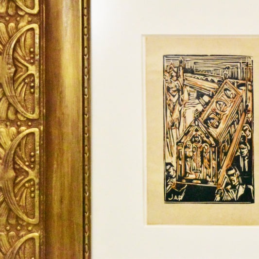 Art nouveau lijst met houtsnede