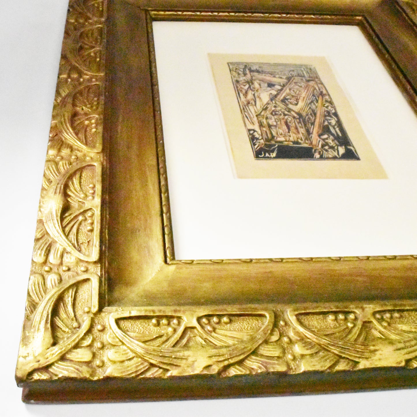 Art nouveau lijst met houtsnede