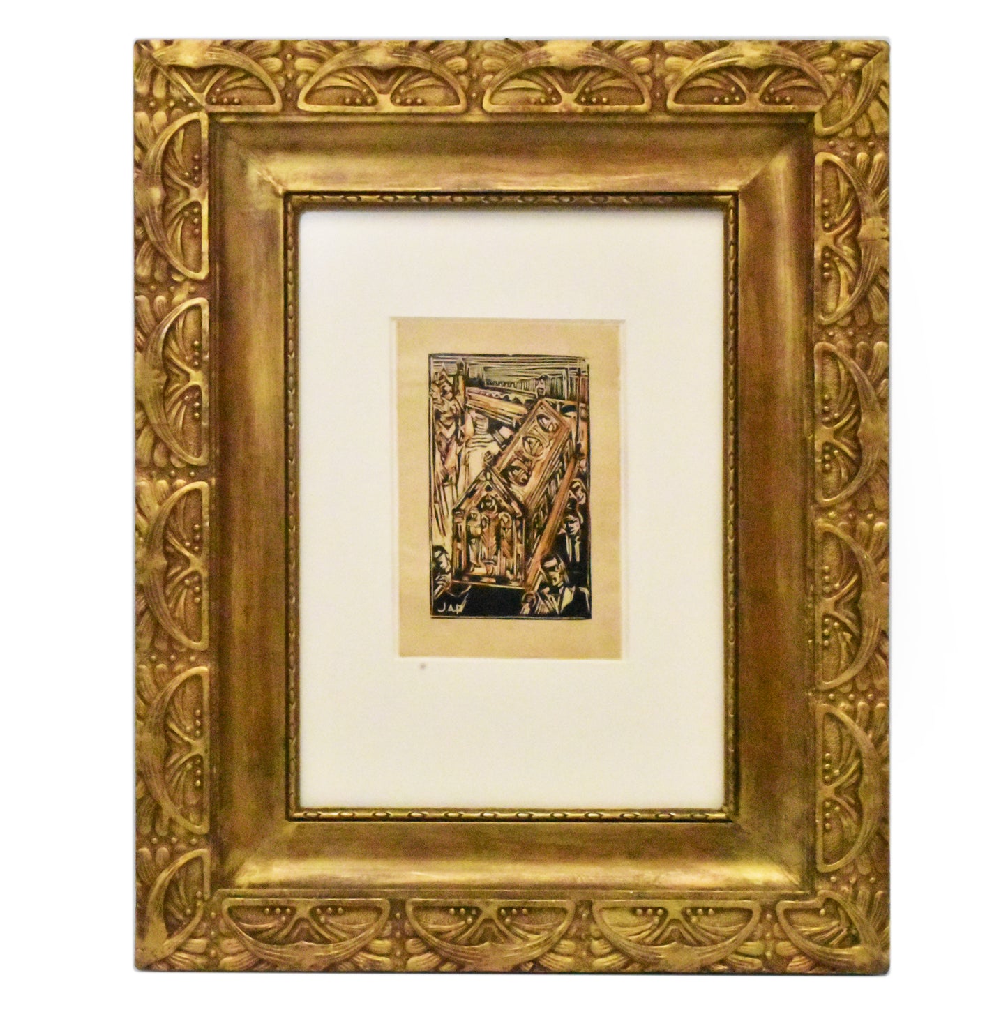 Art nouveau lijst met houtsnede